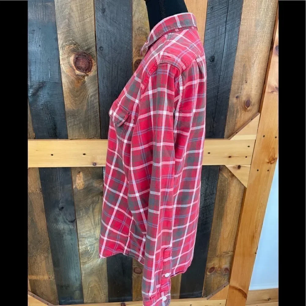 J Crew red plaid cotton flannel, size M